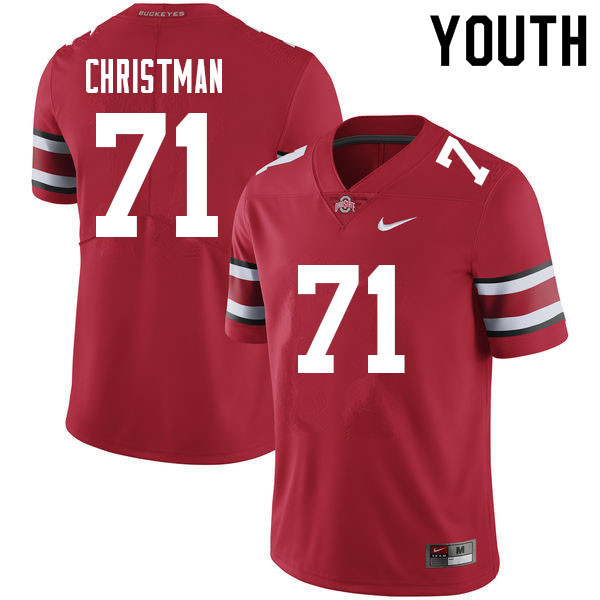 Ohio State Buckeyes Ben Christman Youth #71 Red Authentic Stitched College Football Jersey